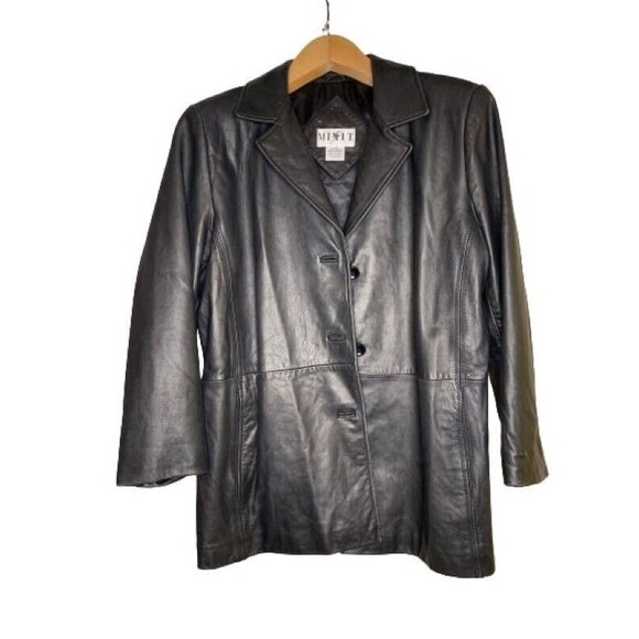 Mixit Leather Jacket Womens XL Black Buttons Pockets Long Sleeve Notch Lapel